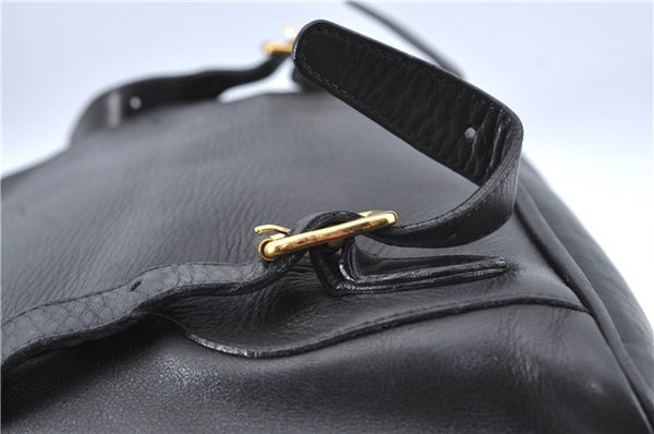 Authentic GUCCI Bamboo Backpack Leather Black J1768