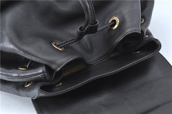 Authentic GUCCI Bamboo Backpack Leather Black J1768