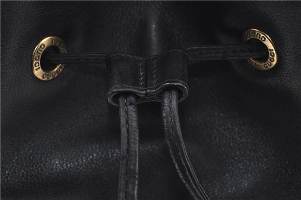 Authentic GUCCI Bamboo Backpack Leather Black J1768