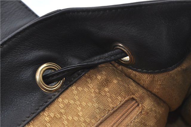 Authentic GUCCI Bamboo Backpack Leather Black J1768