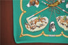 Authentic HERMES Pleats Scarf "LE LAISSER COURRE" Silk Green J1771