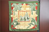 Auth HERMES Carre 90 Scarf "LA FONTAINE DE BARTHOLDI" Silk Khaki Green J1773