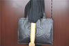 Authentic CHANEL Caviar Skin CC Logo Shoulder Tote Bag Black J1775