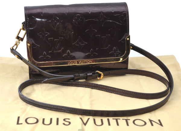 Auth Louis Vuitton Vernis Rossmore PM Shoulder Cross Bag M91546 Wine Red J1778