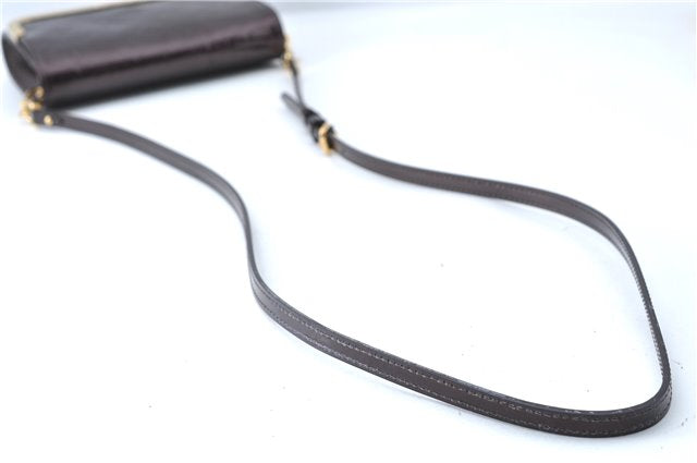 Auth Louis Vuitton Vernis Rossmore PM Shoulder Cross Bag M91546 Wine Red J1778