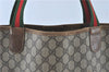 Auth GUCCI Web Sherry Line Shoulder Tote Bag Purse GG PVC Leather Brown J1780