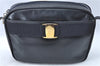 Auth Salvatore Ferragamo Vara Shoulder Cross Bag Purse Leather Navy Blue J1781