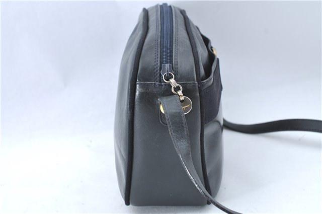 Auth Salvatore Ferragamo Vara Shoulder Cross Bag Purse Leather Navy Blue J1781