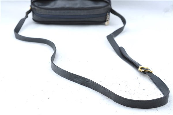 Auth Salvatore Ferragamo Vara Shoulder Cross Bag Purse Leather Navy Blue J1781