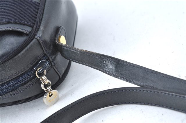 Auth Salvatore Ferragamo Vara Shoulder Cross Bag Purse Leather Navy Blue J1781