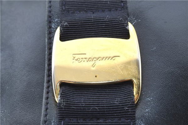 Auth Salvatore Ferragamo Vara Shoulder Cross Bag Purse Leather Navy Blue J1781