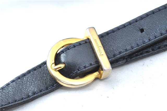 Auth Salvatore Ferragamo Vara Shoulder Cross Bag Purse Leather Navy Blue J1781