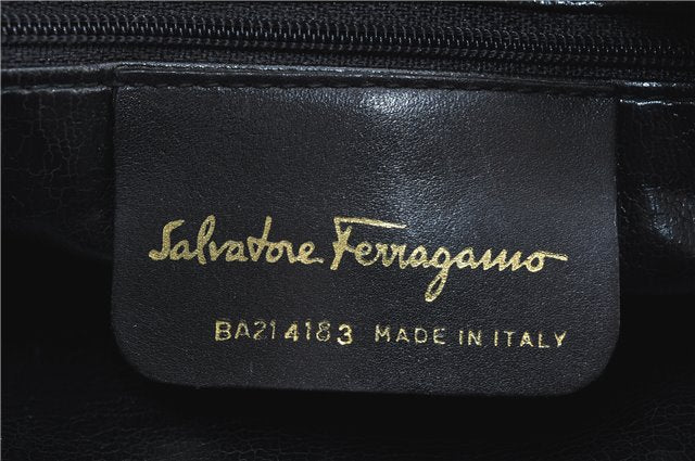 Auth Salvatore Ferragamo Vara Shoulder Cross Bag Purse Leather Navy Blue J1781