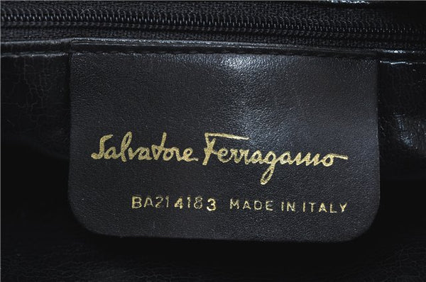 Auth Salvatore Ferragamo Vara Shoulder Cross Bag Purse Leather Navy Blue J1781