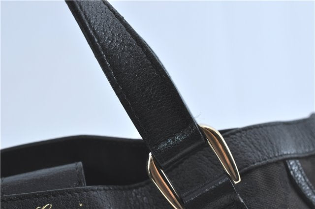 Authentic GUCCI Abbey Hand Tote Bag GG Canvas Leather 130734 Black J1783