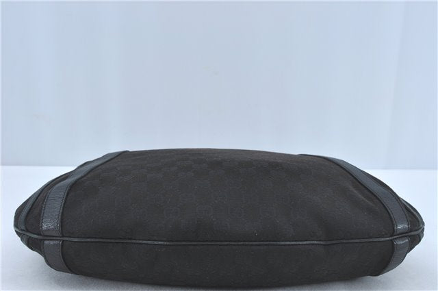 Authentic GUCCI Abbey Hand Tote Bag GG Canvas Leather 130734 Black J1783