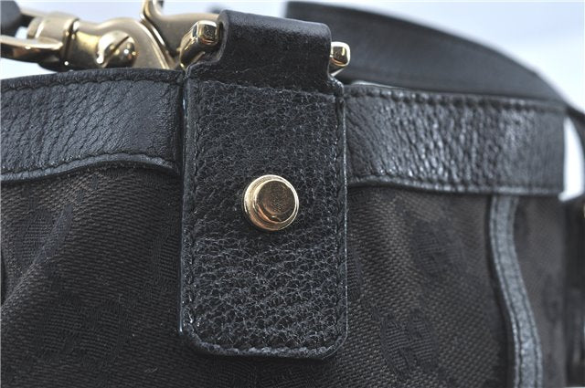 Authentic GUCCI Abbey Hand Tote Bag GG Canvas Leather 130734 Black J1783