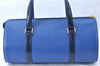 Authentic Burberrys Vintage Leather Hand Bag Purse Blue J1784