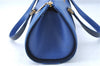 Authentic Burberrys Vintage Leather Hand Bag Purse Blue J1784