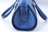 Authentic Burberrys Vintage Leather Hand Bag Purse Blue J1784