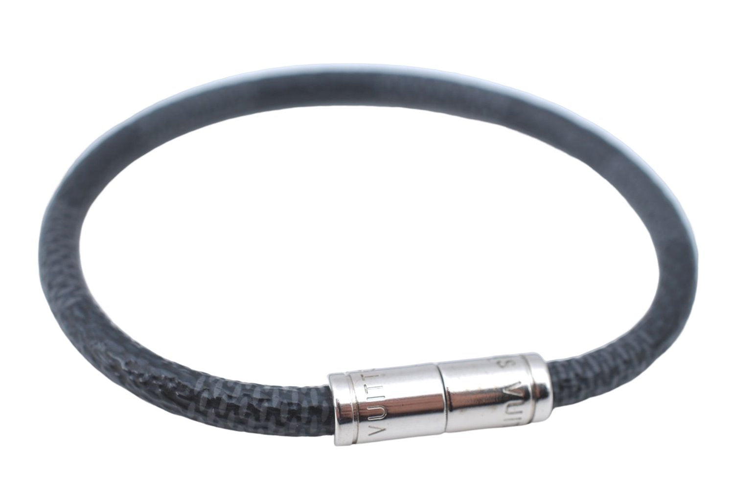 Authentic Louis Vuitton Damier Graphite Bracelet Keepit Black M6140E LV J1785