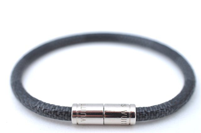Authentic Louis Vuitton Damier Graphite Bracelet Keepit Black M6140E LV J1785