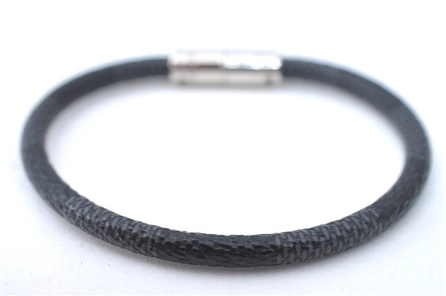 Authentic Louis Vuitton Damier Graphite Bracelet Keepit Black M6140E LV J1785