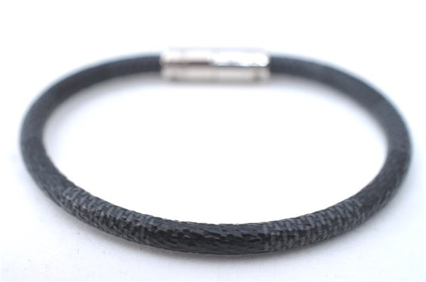 Authentic Louis Vuitton Damier Graphite Bracelet Keepit Black M6140E LV J1785