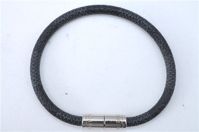 Authentic Louis Vuitton Damier Graphite Bracelet Keepit Black M6140E LV J1785