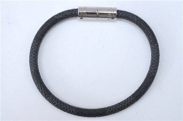 Authentic Louis Vuitton Damier Graphite Bracelet Keepit Black M6140E LV J1785