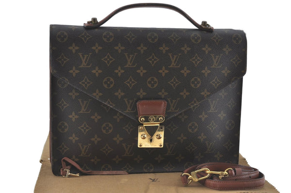 Auth Louis Vuitton Monogram Porte Documents Bandouliere M53338 Briefcase J1792