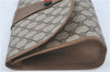 Authentic GUCCI Web Sherry Line Clutch Hand Bag Purse GG PVC Leather Brown J1795