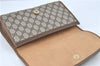 Authentic GUCCI Web Sherry Line Clutch Hand Bag Purse GG PVC Leather Brown J1795