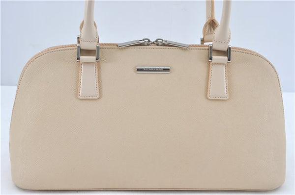 Authentic BURBERRY Vintage Leather Hand Bag Purse Ivory J1796