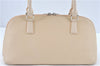 Authentic BURBERRY Vintage Leather Hand Bag Purse Ivory J1796