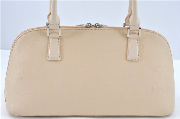 Authentic BURBERRY Vintage Leather Hand Bag Purse Ivory J1796