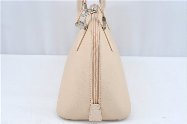 Authentic BURBERRY Vintage Leather Hand Bag Purse Ivory J1796