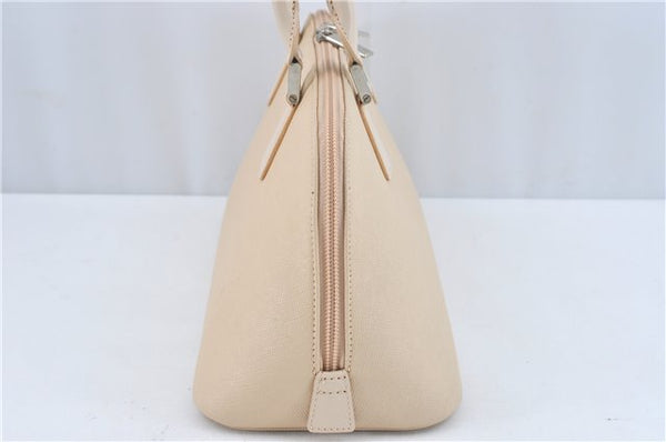 Authentic BURBERRY Vintage Leather Hand Bag Purse Ivory J1796