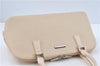 Authentic BURBERRY Vintage Leather Hand Bag Purse Ivory J1796