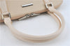 Authentic BURBERRY Vintage Leather Hand Bag Purse Ivory J1796