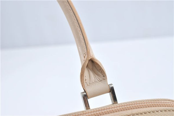 Authentic BURBERRY Vintage Leather Hand Bag Purse Ivory J1796