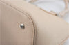 Authentic BURBERRY Vintage Leather Hand Bag Purse Ivory J1796