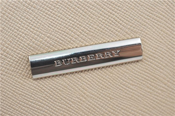 Authentic BURBERRY Vintage Leather Hand Bag Purse Ivory J1796