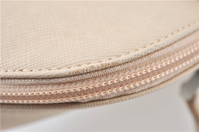 Authentic BURBERRY Vintage Leather Hand Bag Purse Ivory J1796