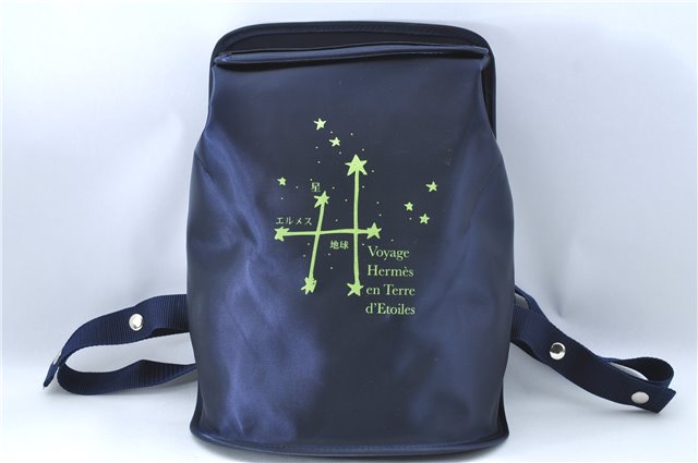 Auth HERMES Sherpa Backpack to the Stars Exhibition 2000 Limited Navy Blue J1797