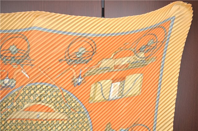 Auth HERMES Pleats Scarf 