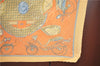 Auth HERMES Pleats Scarf "LES VOITURES A TRANSFORMATION" Silk Yellow Box J1799