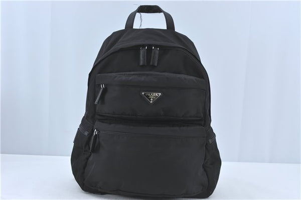 Authentic PRADA Nylon Tessuto Leather Backpack 2VZ025 Black J1802