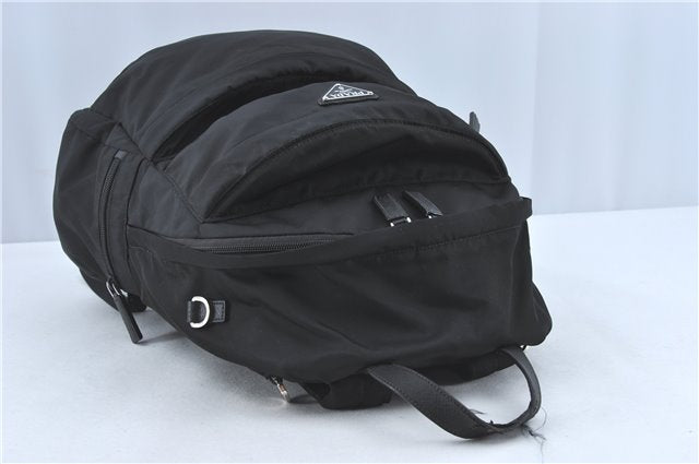 Authentic PRADA Nylon Tessuto Leather Backpack 2VZ025 Black J1802