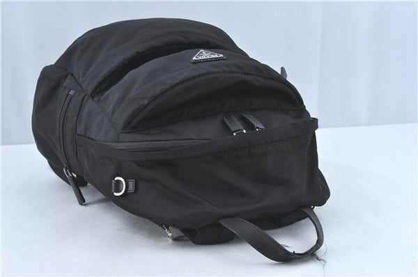 Authentic PRADA Nylon Tessuto Leather Backpack 2VZ025 Black J1802